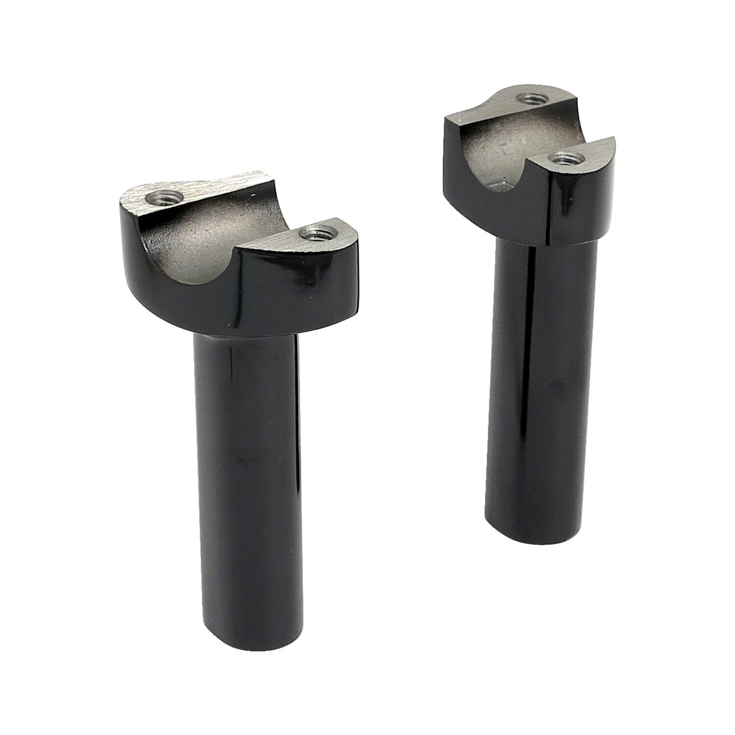 OEM type style risers, threaded. 4.5" rise, Silver, Chrome