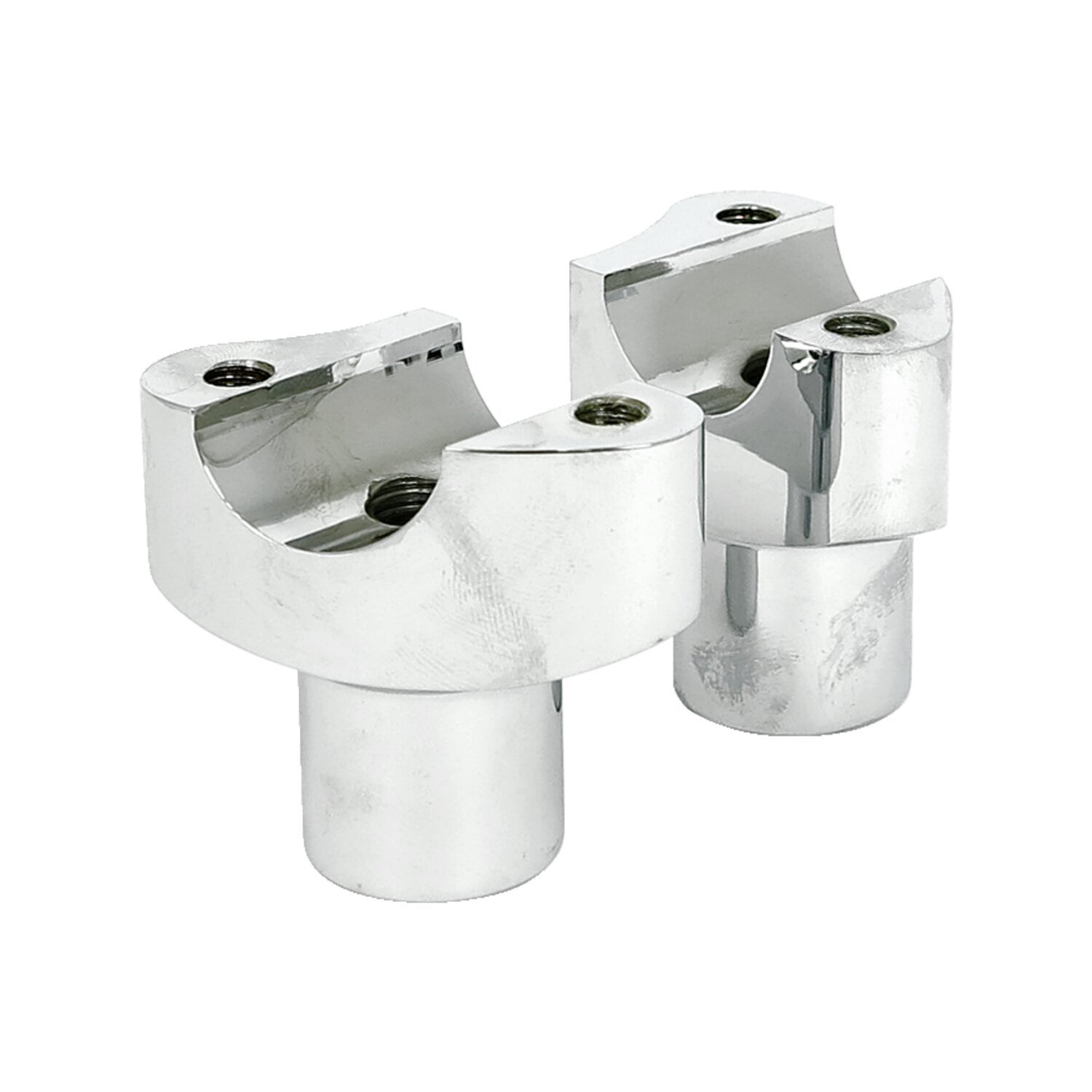 Forged aluminum risers straight, 2" rise, Silver, Chrome