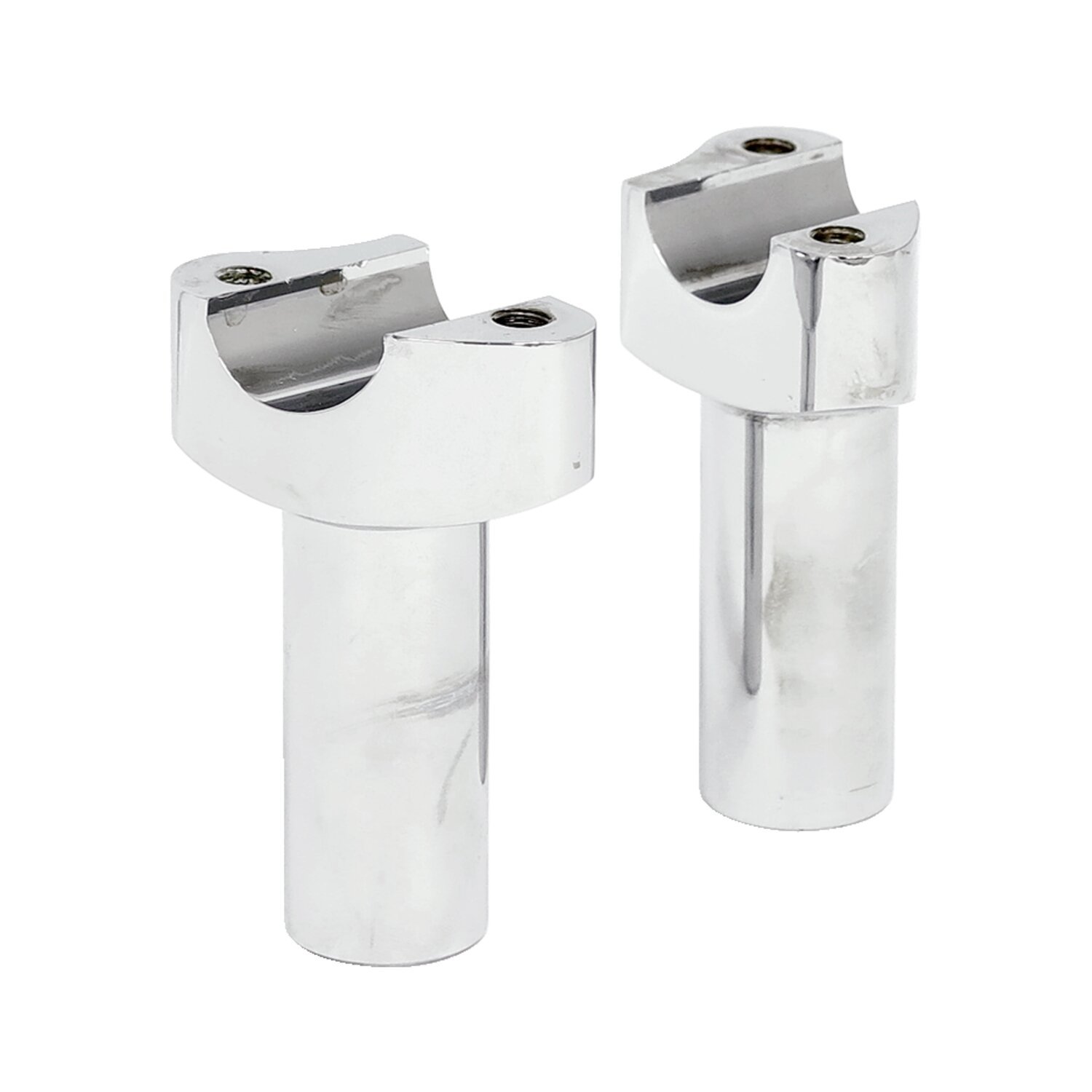 Forged aluminum risers straight, 3-1/2" rise, Silver, Chrome