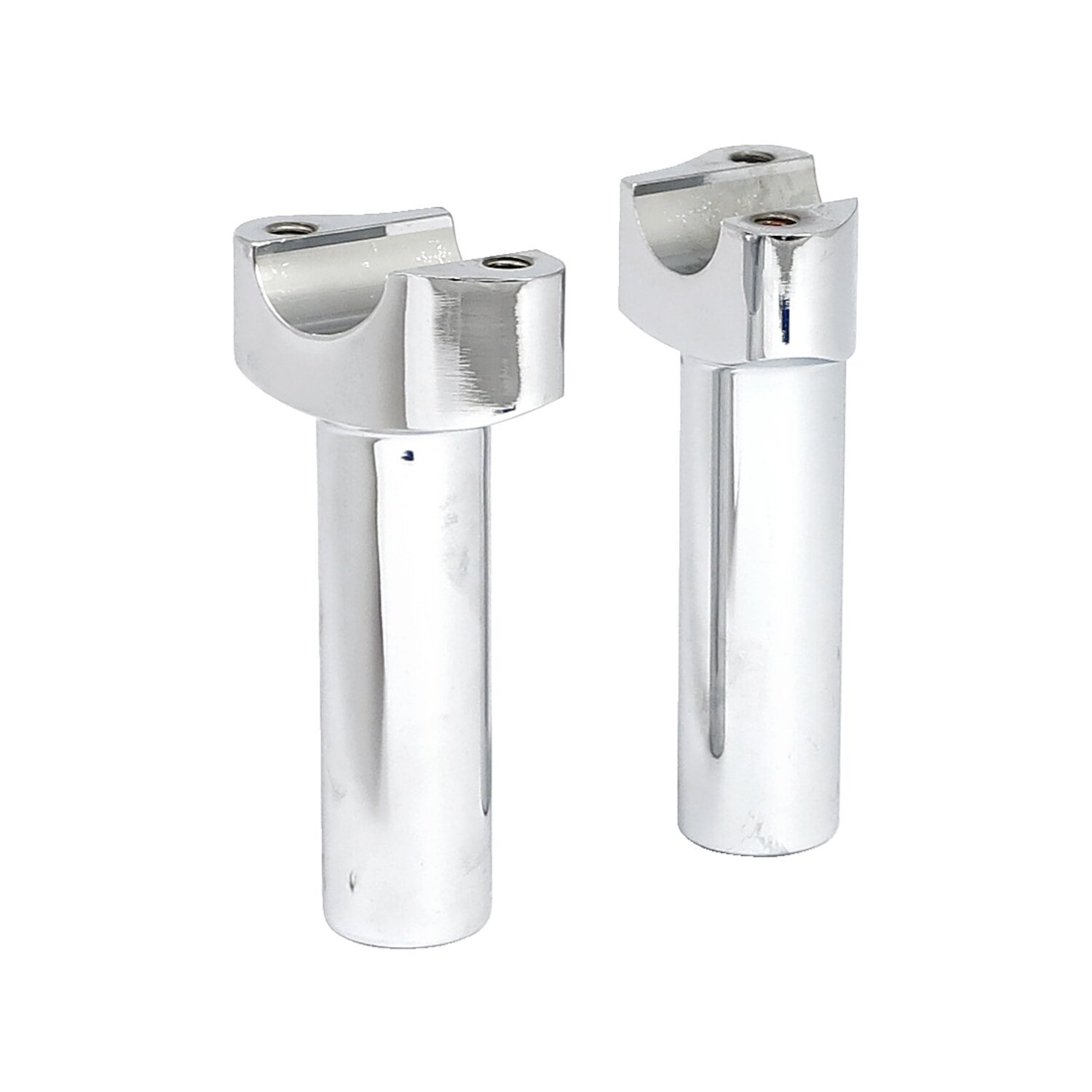 Forged aluminum risers straight, 4-1/2" rise, Silver, Chrome