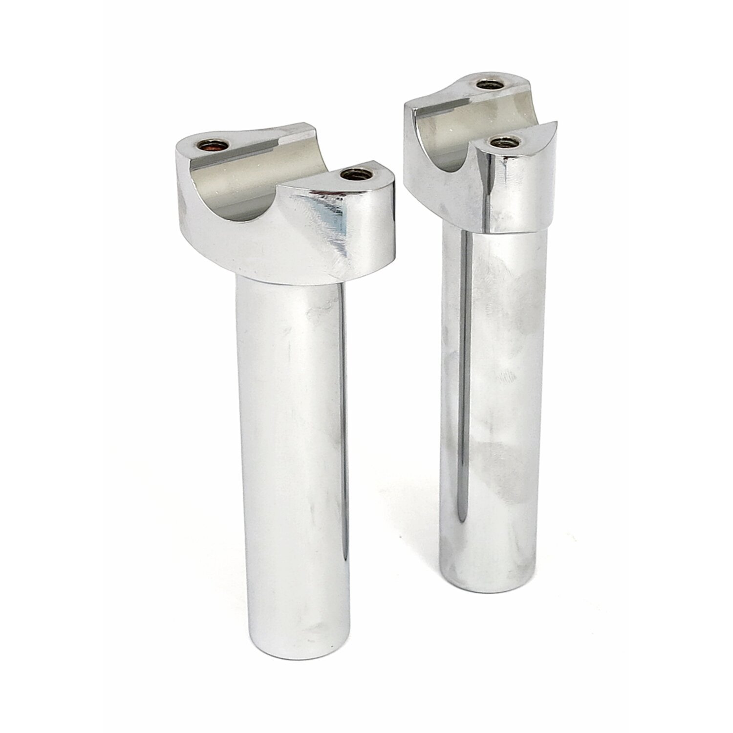 Forged aluminum risers straight, 5-1/2" rise, Silver, Chrome