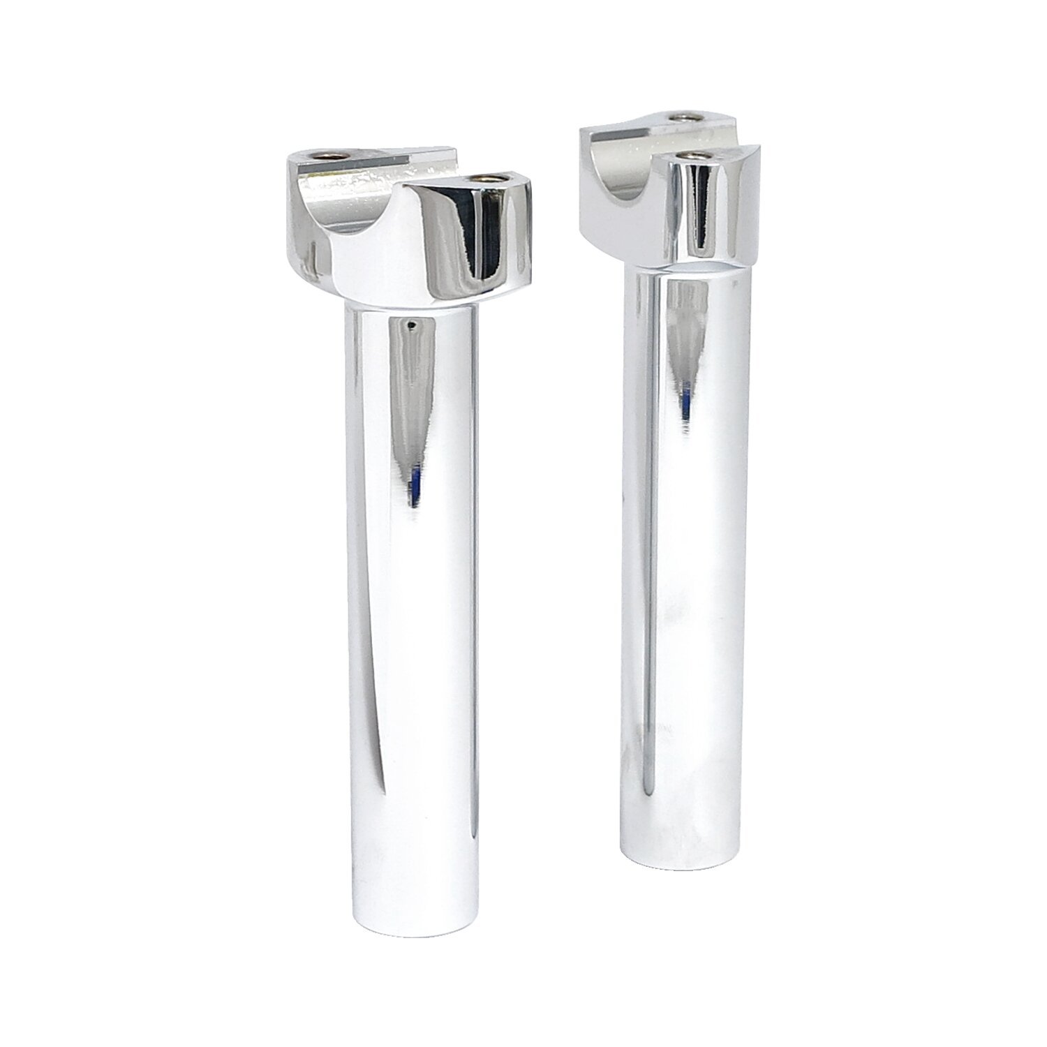 Forged aluminum risers straight, 6-1/2" rise, Silver, Chrome