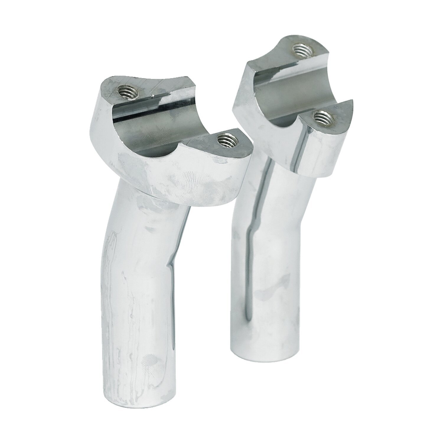 Forged aluminum risers pullback, 4-1/2" rise, Silver, Chrome