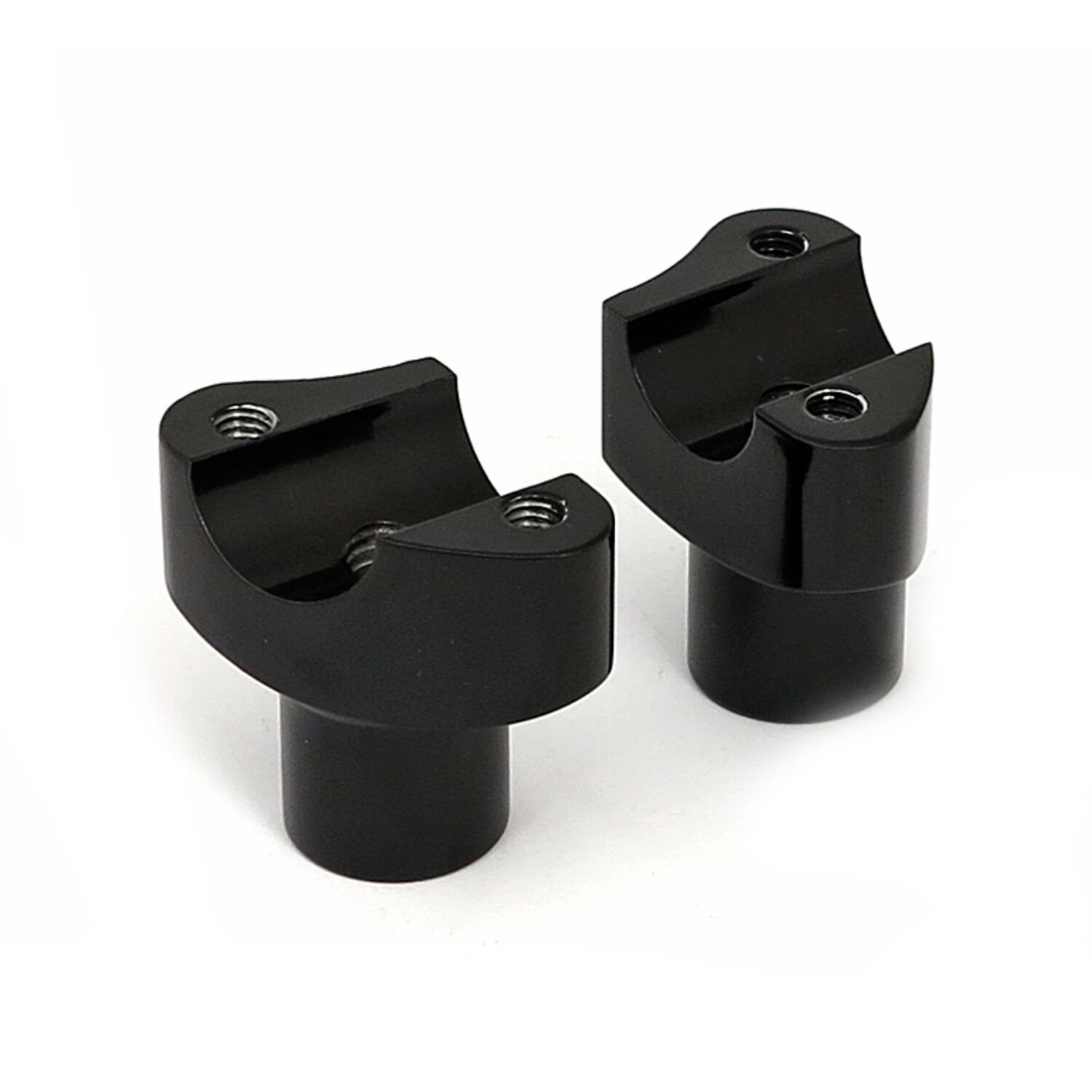 Forged aluminum risers straight, 2" rise, Black, Anodized