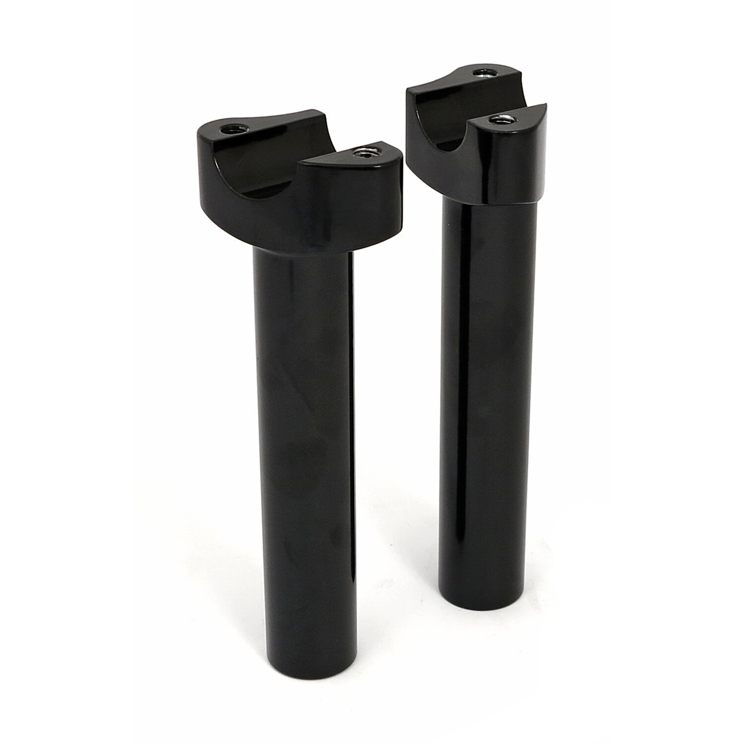 Forged aluminum risers straight, 6-1/2" rise, Black, Anodized