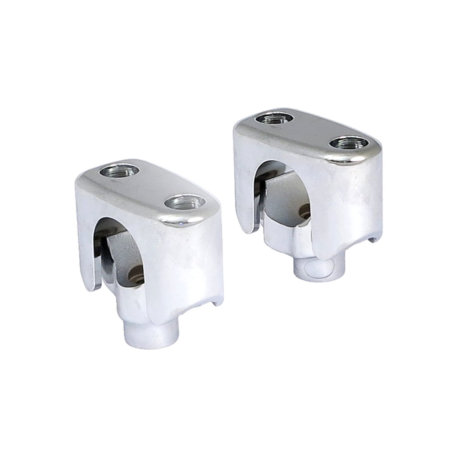 Handlebar riser set, for nacelle. 1-1/4" rise, Silver, Chrome