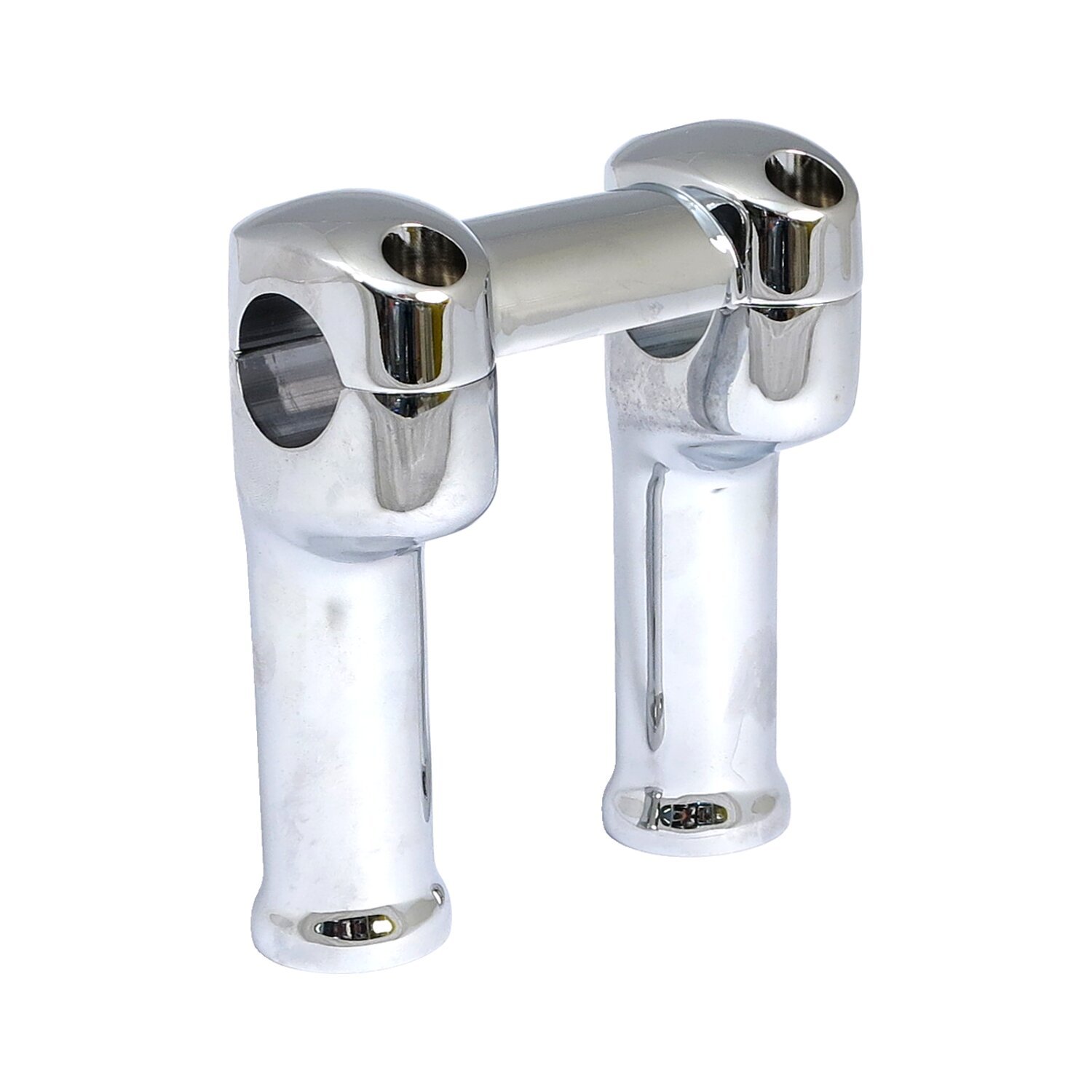Grady riser set. 5" rise, for 1-1/4" bars, Silver, Chrome