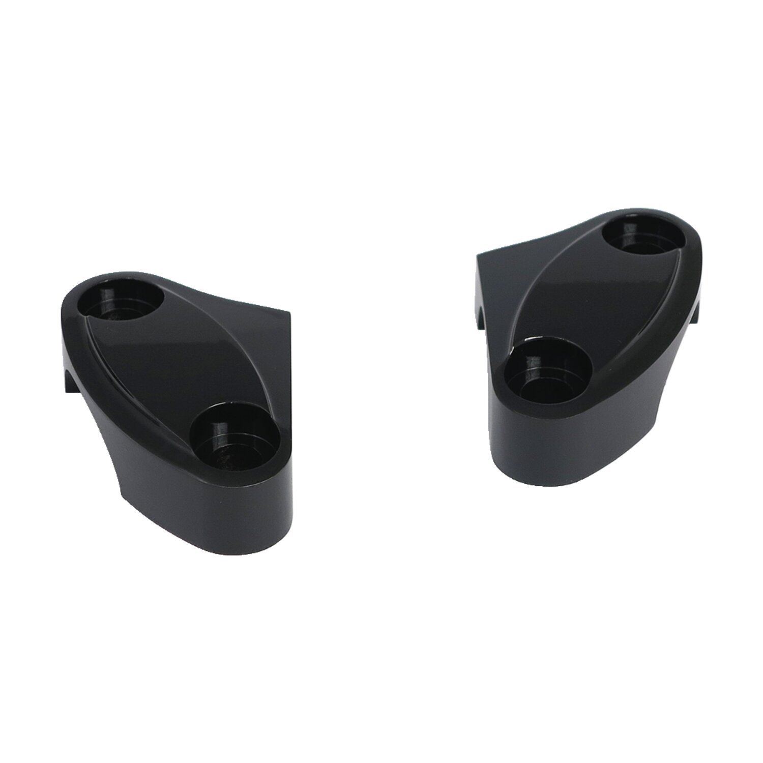 Handlebar top clamp set. Black, scalloped, Powder Coated