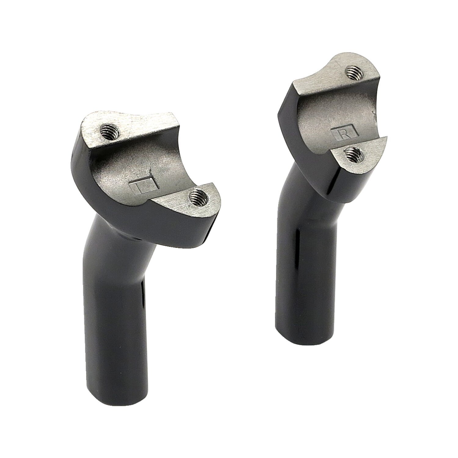 OEM style pullback risers, no top clamp. 4.5" rise, Black, Gloss