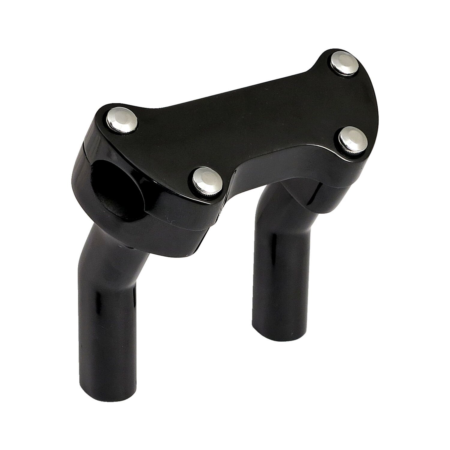 OEM style pullback risers, with top clamp. 4.5" rise, Black, Gloss