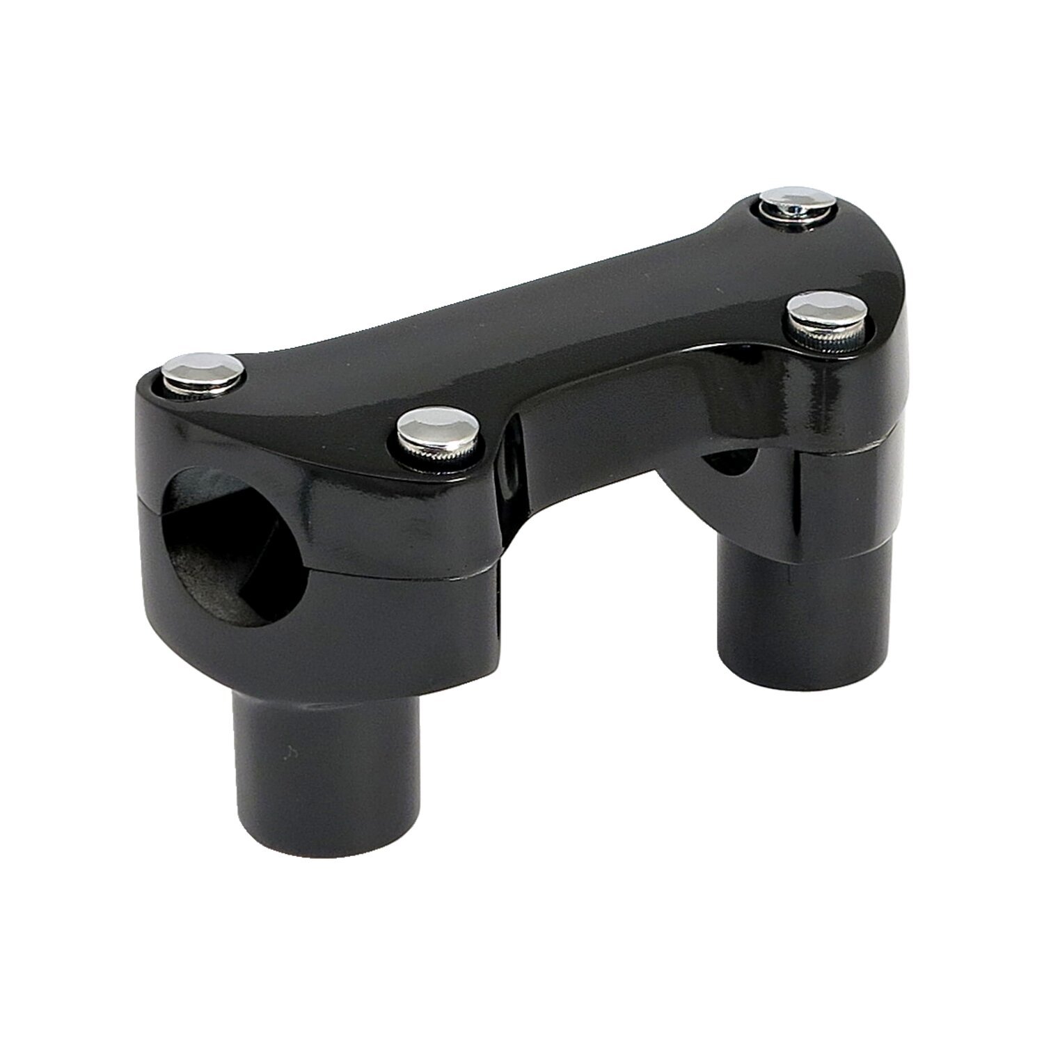 2" rise handlebar riser set + top clamp with lip, Black, Powder Coated