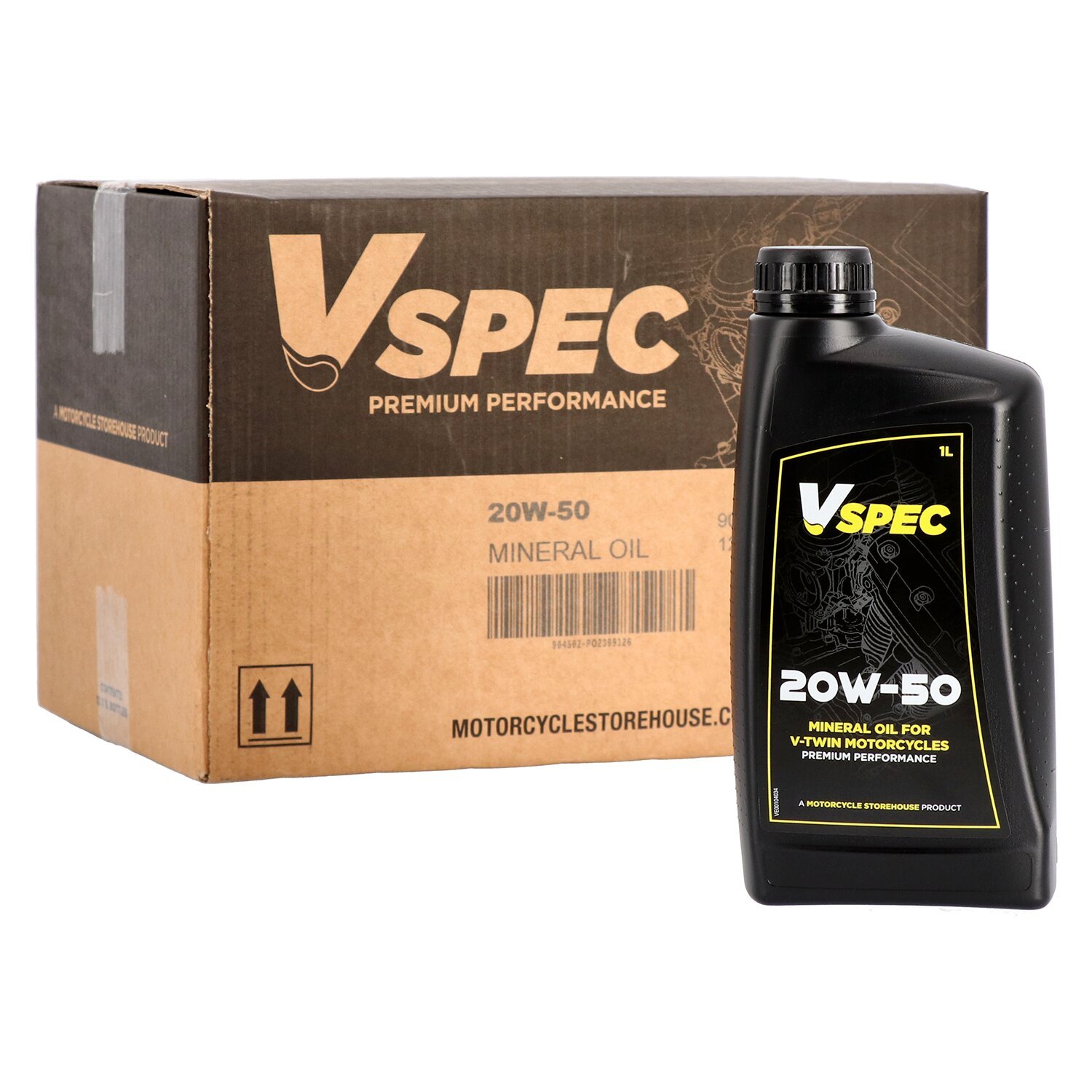 Vspec, 20W50 (mineral) motor oil. 1 liter bottle