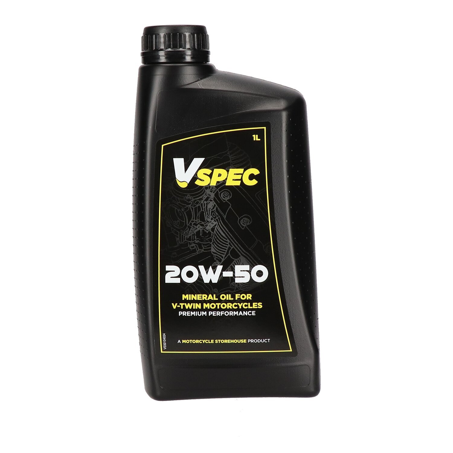 Vspec, 20W50 (mineral) motor oil. 1 liter bottle