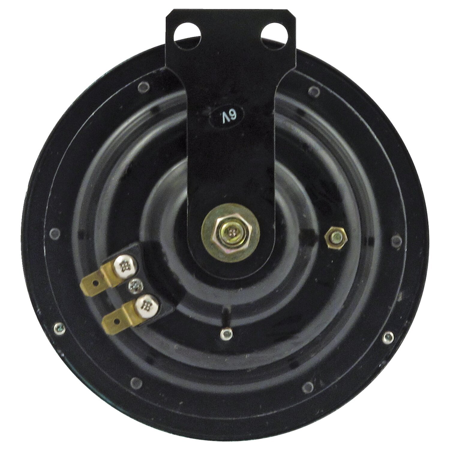 OEM style 5-1/2" springer horn. Chrome. 6-Volt