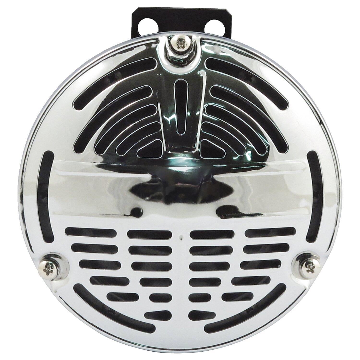 OEM style 5-1/2" springer horn. Chrome. 6-Volt
