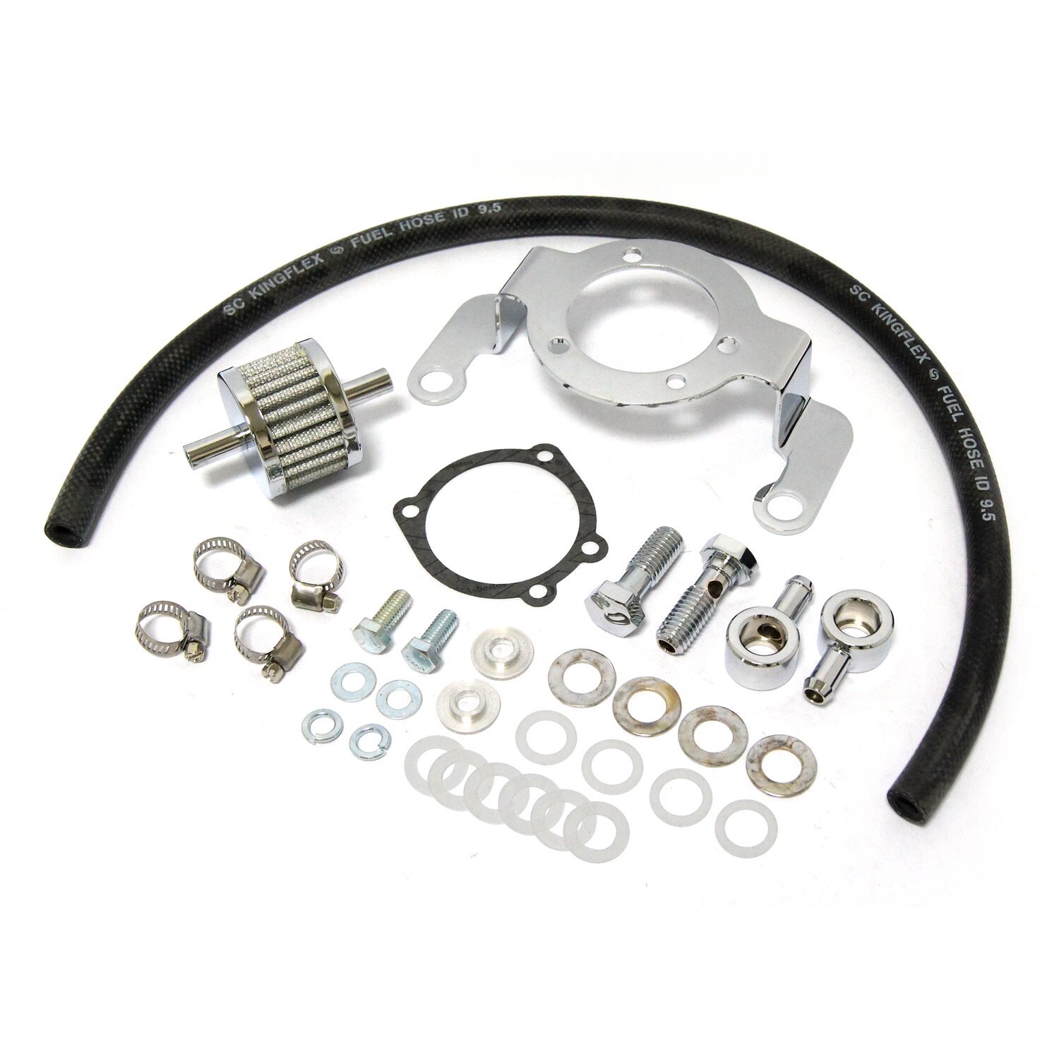 Air cleaner adapter bracket kit, Chrome