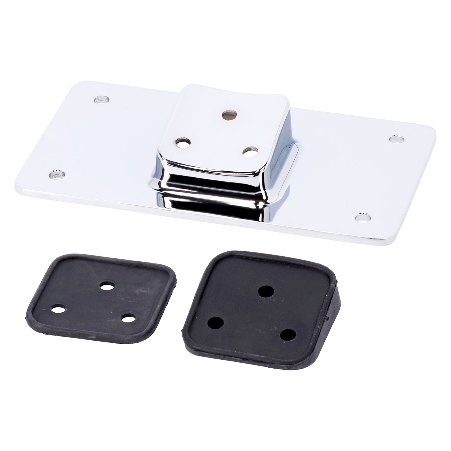 License plate bracket, flat, Chrome
