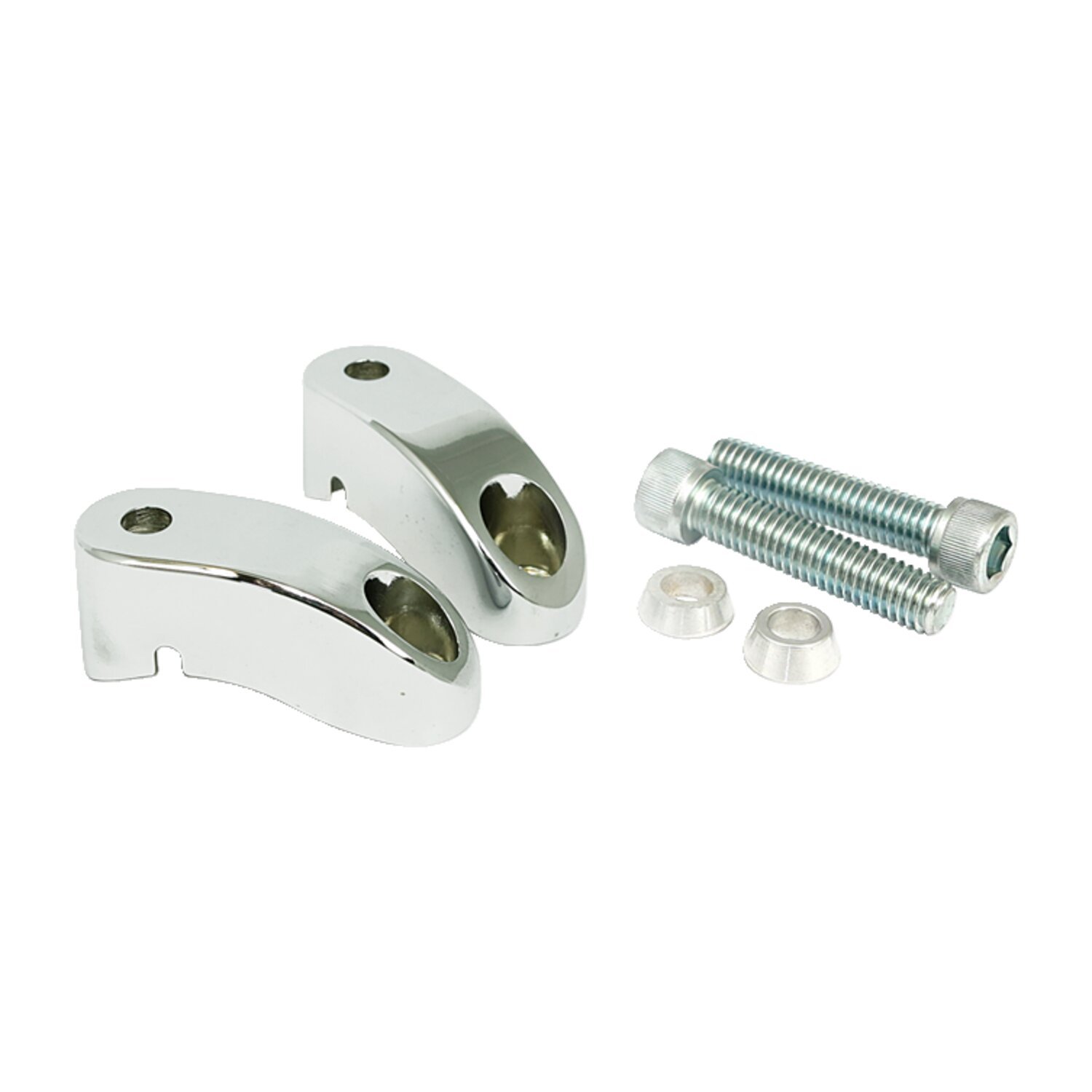 Shortened turn signal mount kit. Front, Silver, Chrome