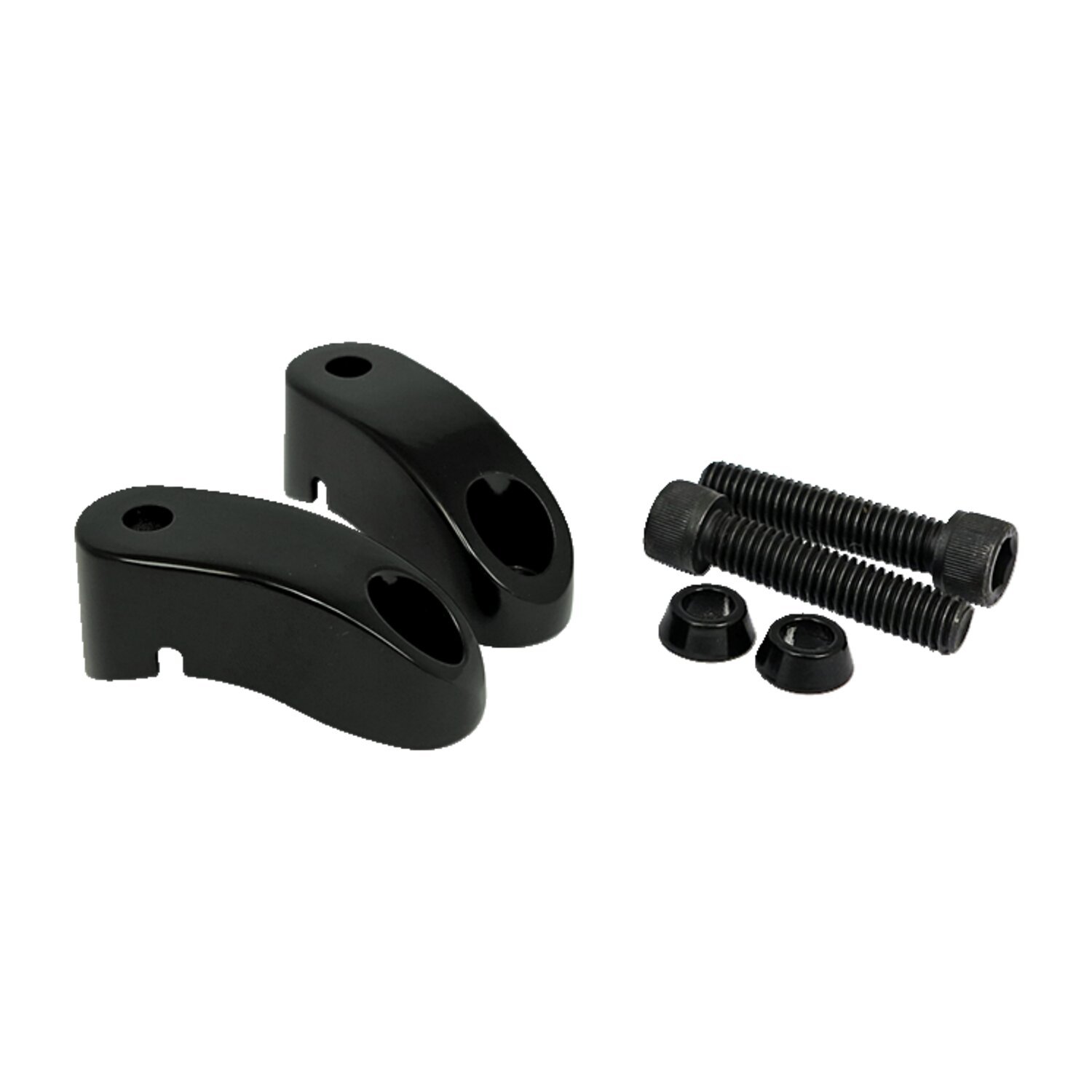 Shortened turn signal mount kit. Front, Black, Gloss