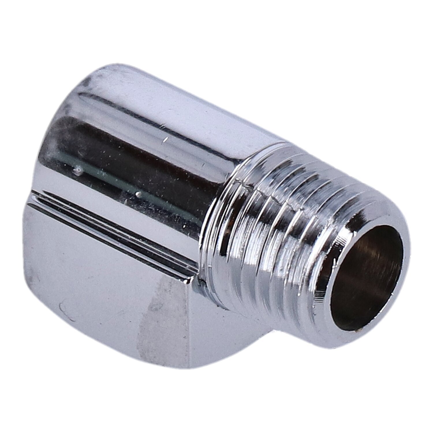 Adapter oil line fitting, 90 degrees. 1/4" NPT, Chrome
