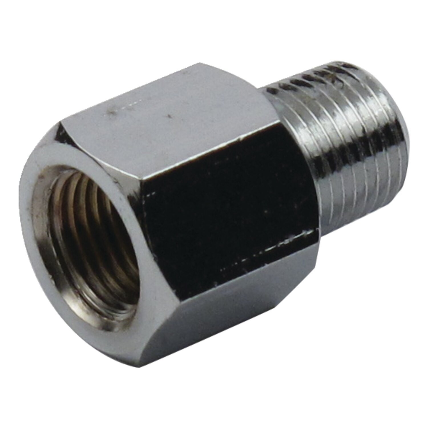 Adapter fitting, straight. 1/8" NPT to 1/8, Chrome