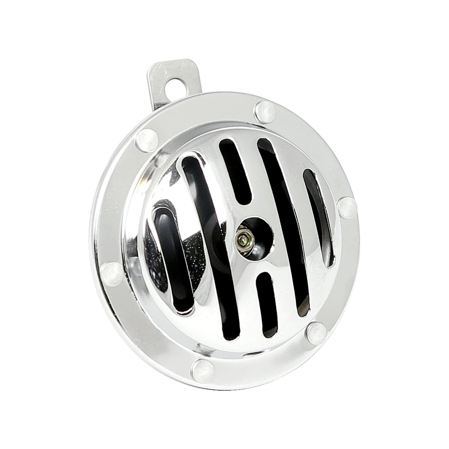 Slotted custom round horn. 100 mm, Chrome