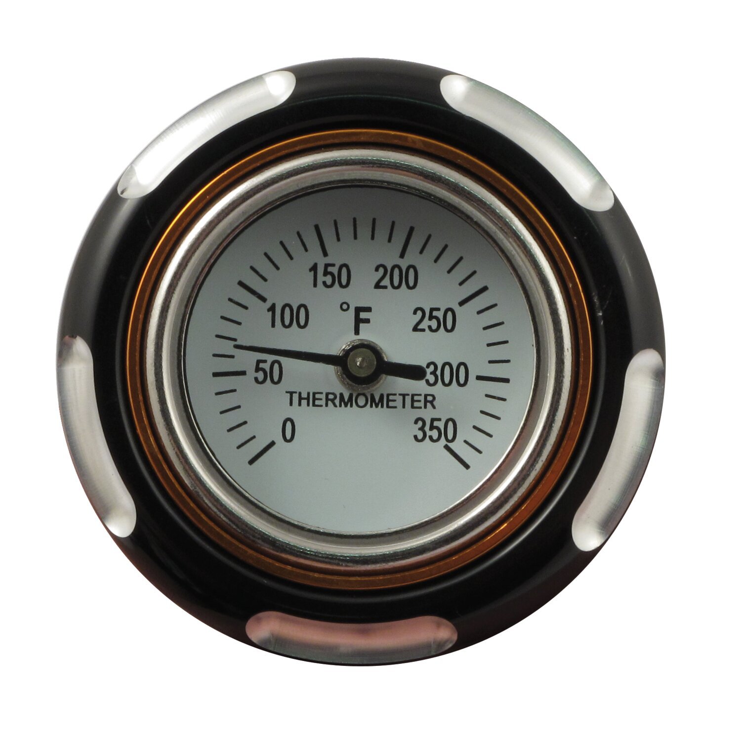Billet oil cooler, with temperature gauge, Black, Polished