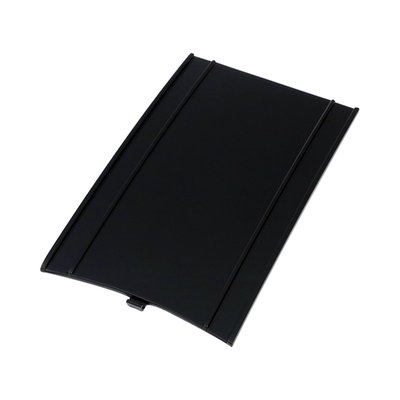 Die-cast aluminum. Smooth. Lower side is attached with rubber mounting ring and clips. 
OEM replacement reference 61118-81 (chrome version)