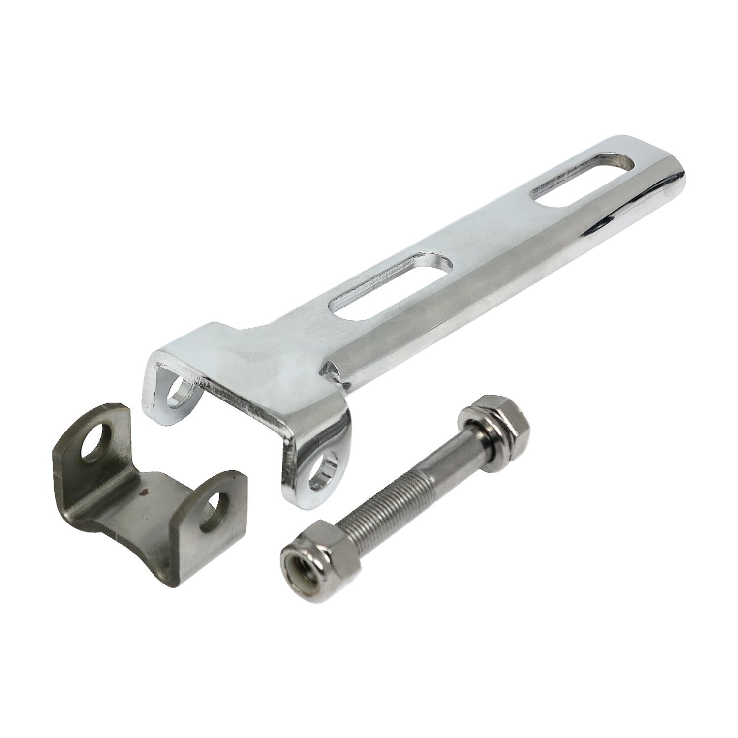 Universal solo seat hinge, square mount, weld-on, chrome