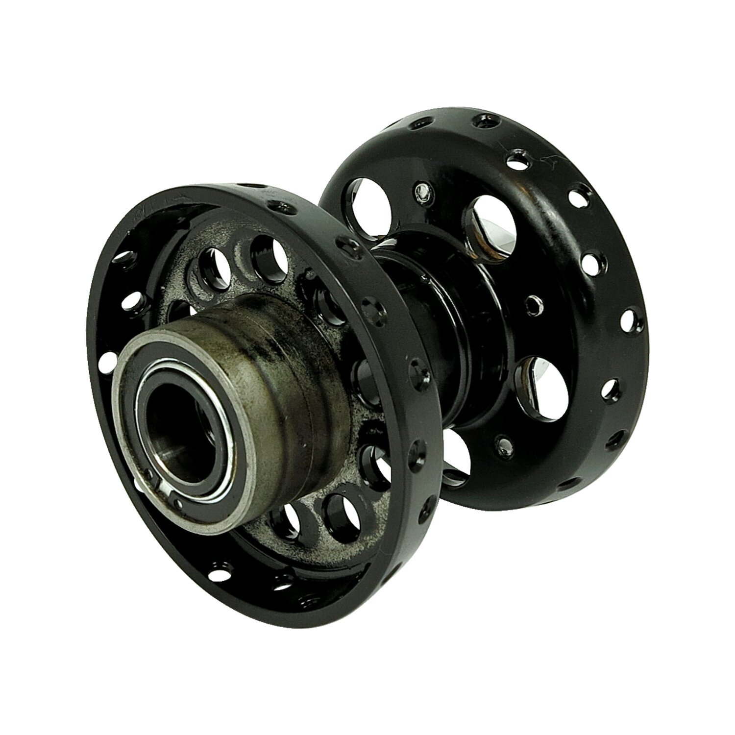 Reproduction Star hub, for OEM axle. Black with, star Black, Chrome