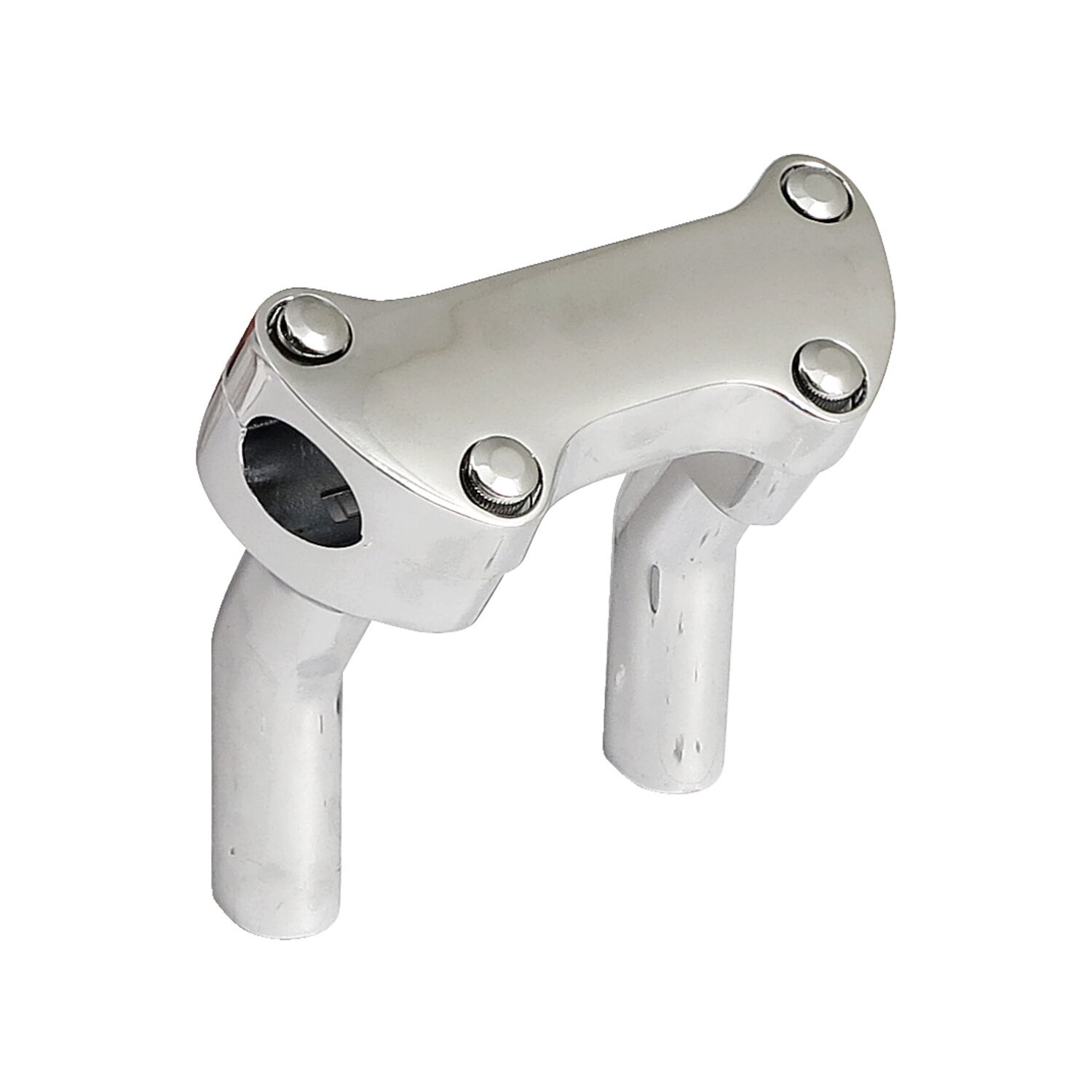 OEM style pullback risers, with top clamp. 4.5" rise, Silver, Chrome