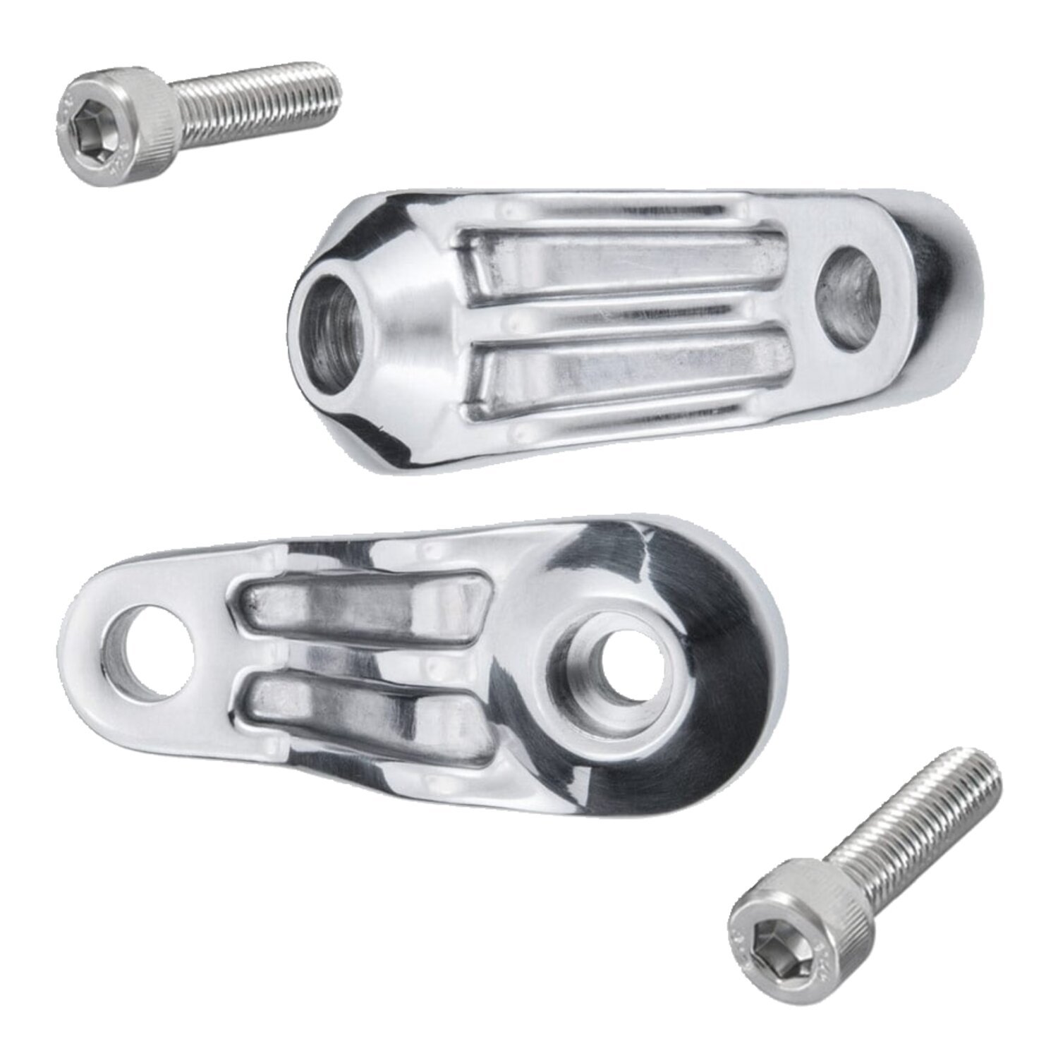 Motone, ribbed Triline turn signal brackets, Polished