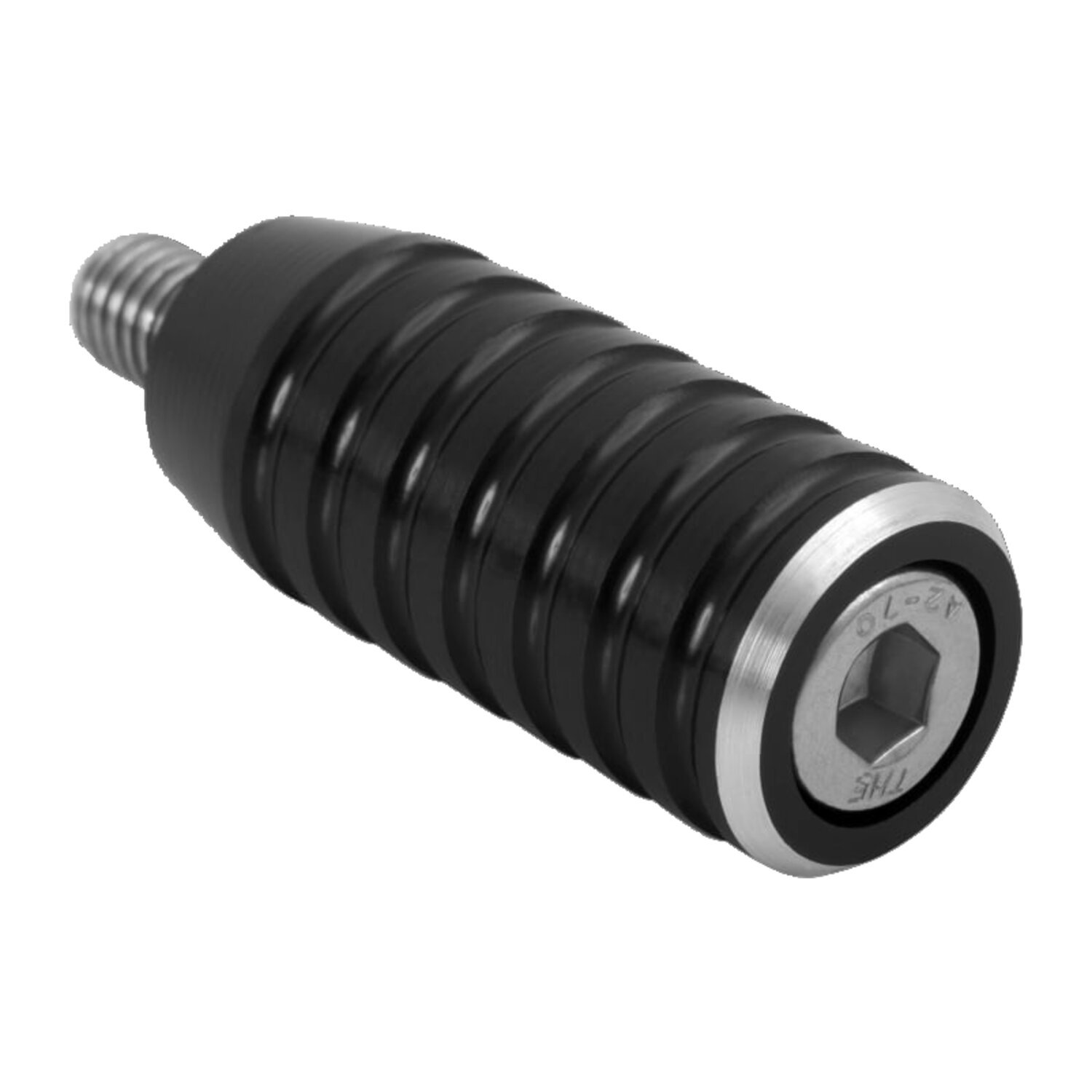 Motone, shifter end peg ribbed. Black anodized, Matte