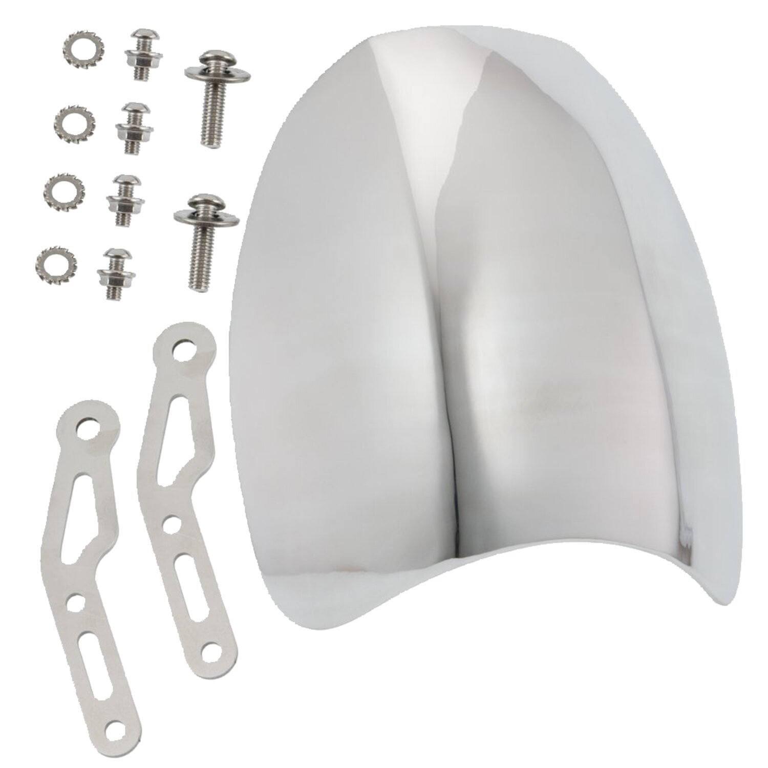Motone Airblade screen, aluminum. Quicksilver, Polished