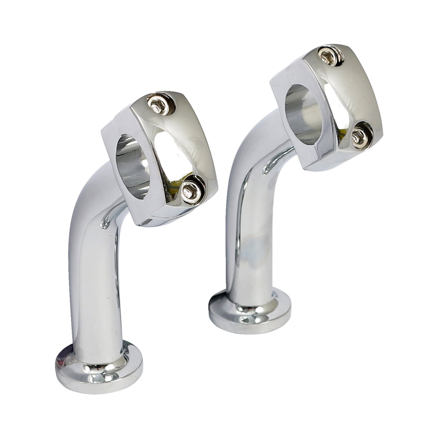 Domed Pullback riser set. 5" rise, Silver, Chrome