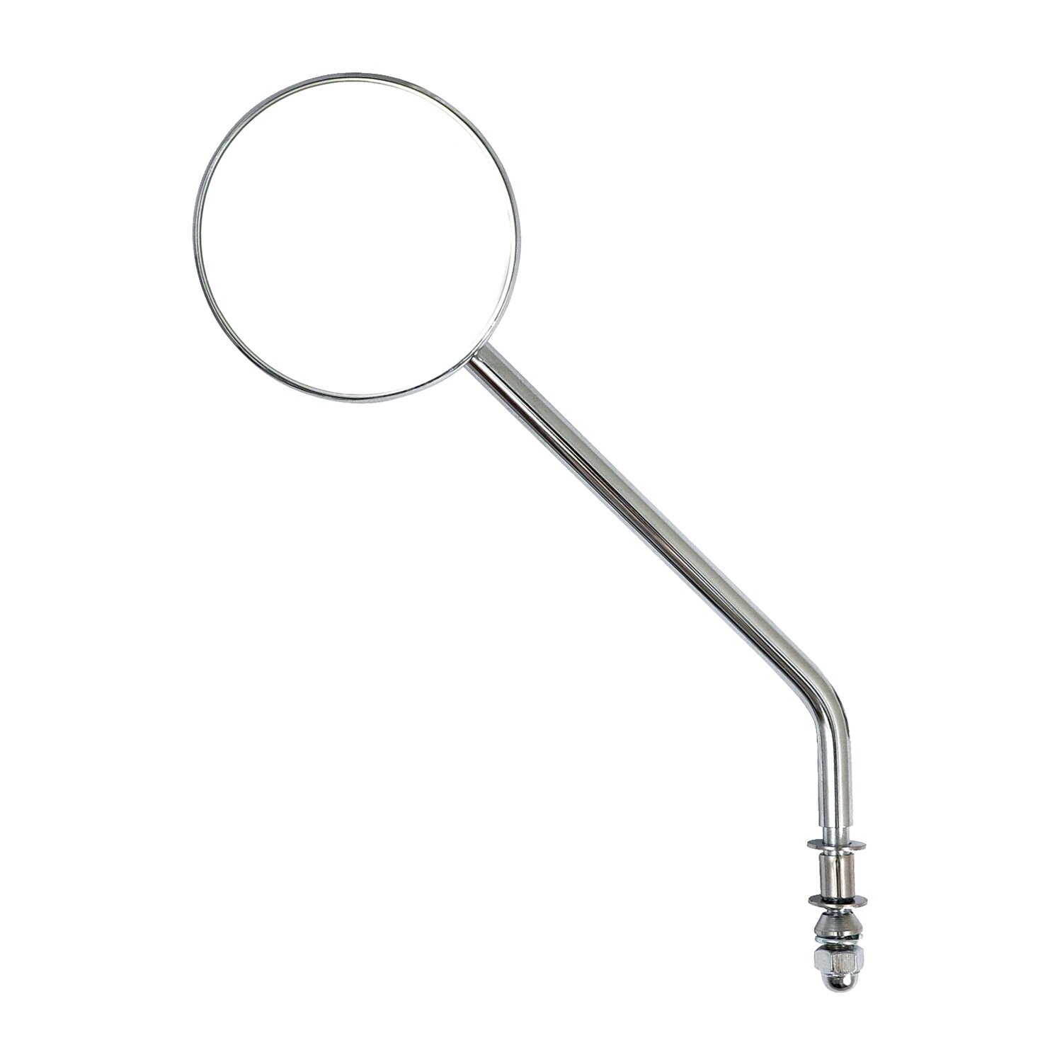 Steel 3" round mirror. Chrome, long stem