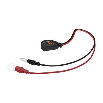 'The CONNECT - Eyelet'. 40cm long. Used to quick-connect the charger to the battery. It comes with two 6.4mm diameter eyelets that are permanently connected to the battery. The other end comes with the standard CTEK 'Comfort Connect' connector. When the time comes to charge, just plug the charger in!