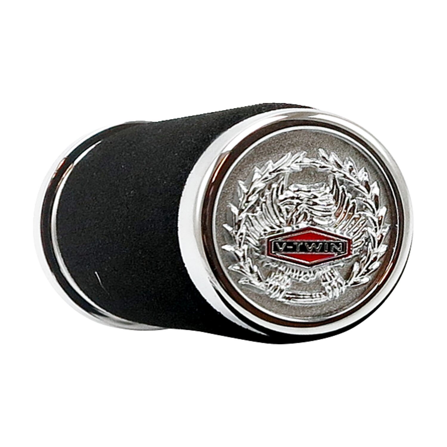 Handlebar grip set, Cushion with Eagle end caps, Black, Chrome