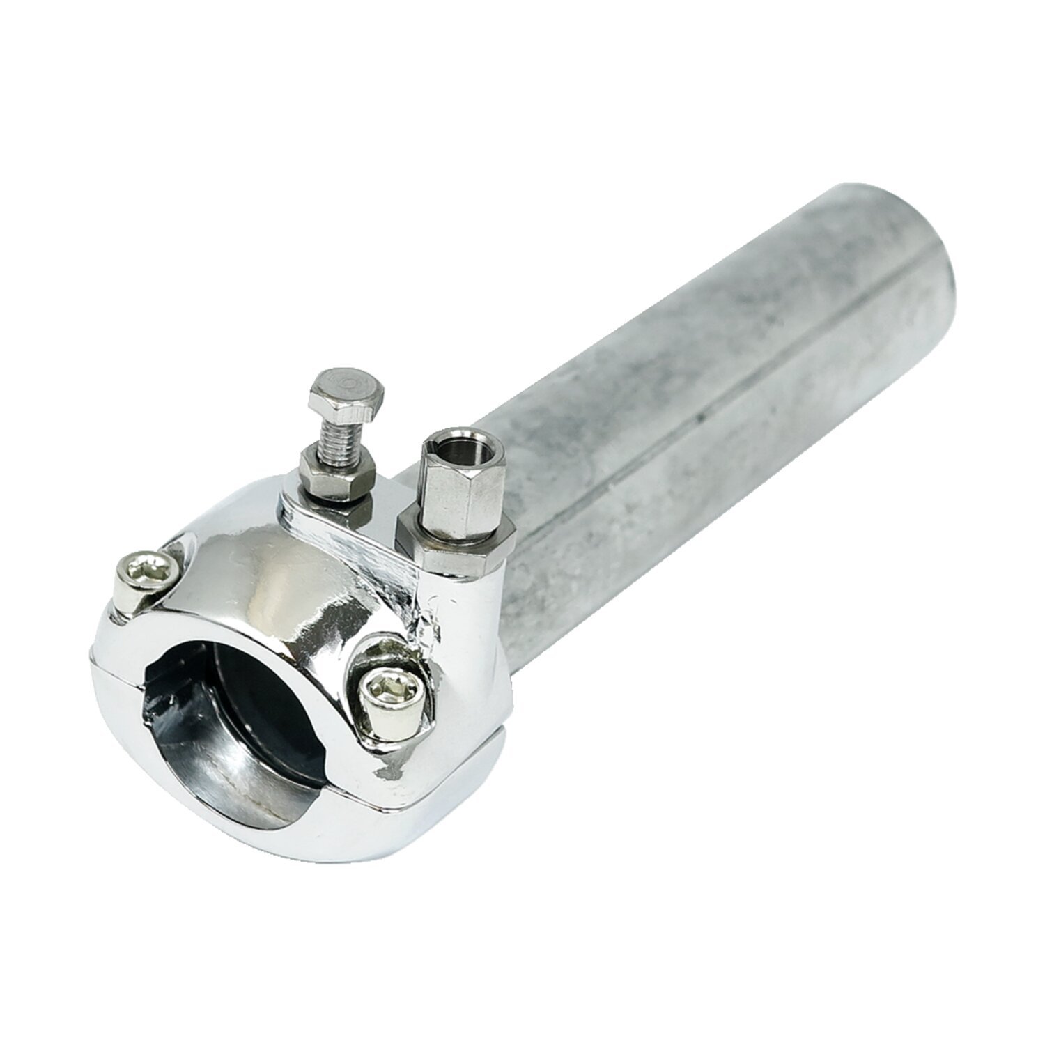 Universal metal throttle grip 1" handlebars, Silver, Chrome