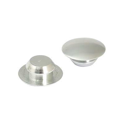 Silver plastic. 22mm OD and max. hole diameter 12mm. Great looks, especially with colorful grips.