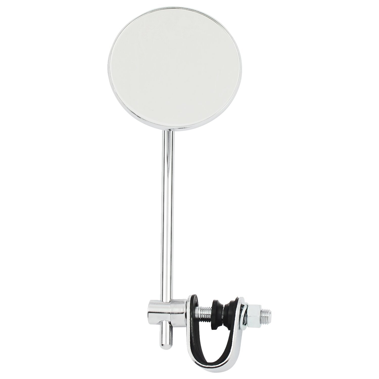 Round clamp-on style steel mirror, 3" with 6" stem