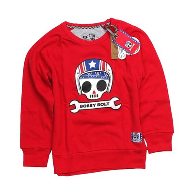 Bobby Bolt, born to be bold! Adventurous, streetwise, rebel, brave, naughty. For the next generation bikers we have the USA crewneck sweater made from soft 100% organic french terry cotton fabric for ultimate daily comfort. Be bold be brave!