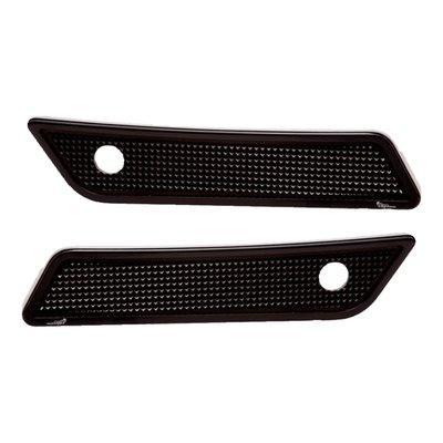 Gloss black black anodized finish. 5-axis CNC machined from billet aluminum. Direct replacement for the stock items found on the polyester hard bags of Touring models. Vity's Design manufactures products for those not shy of some attention. Designed as a balanced mix between the refined grace of classic elegance and a radical retro head turner. Apart from the visual stimulance, their attention to detail is nothing less than extraordinary. For those on route to glamour and grace, these are the parts that'll help you cross over to previously unknown custom levels.