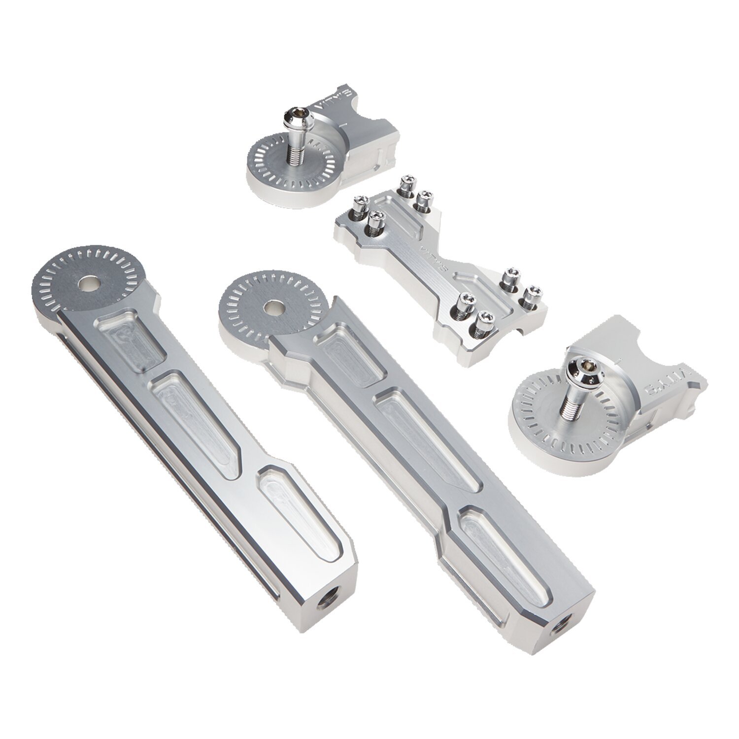 Vity's Design, 10" adjustable risers, Silver, Anodized