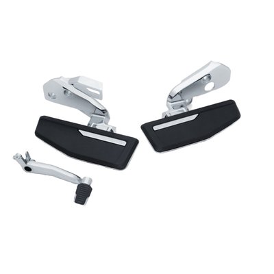 Complete kit with style matching ergonomic brake peg, shift peg and floorboards with almost 5 times as much space for your feet than with the stock rider foot pegs. An upgrade in comfort and style, with a design made to complement the Goldwing's lines, for all the great cruises ahead. Manufactured from durable aluminum in combination with EPDM for a vibration dampening non-slip foot placement. Dimensions: 10" (25.4cm) long x 4" (10.2cm) wide. 

Note: See 925783 for matching passenger floorboards.