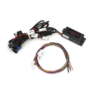 Easily install any Kellermann or other custom LED turn signals with the rear signal splitter module. Module is plug-and-play into stock wiring harness. Allows stock taillight and turn signals to remain in place with stock functionality or be removed for custom applications. 4 Wire: run power, brake power, turn power and ground). Left and right outputs provide run, brake and turn functionality. 