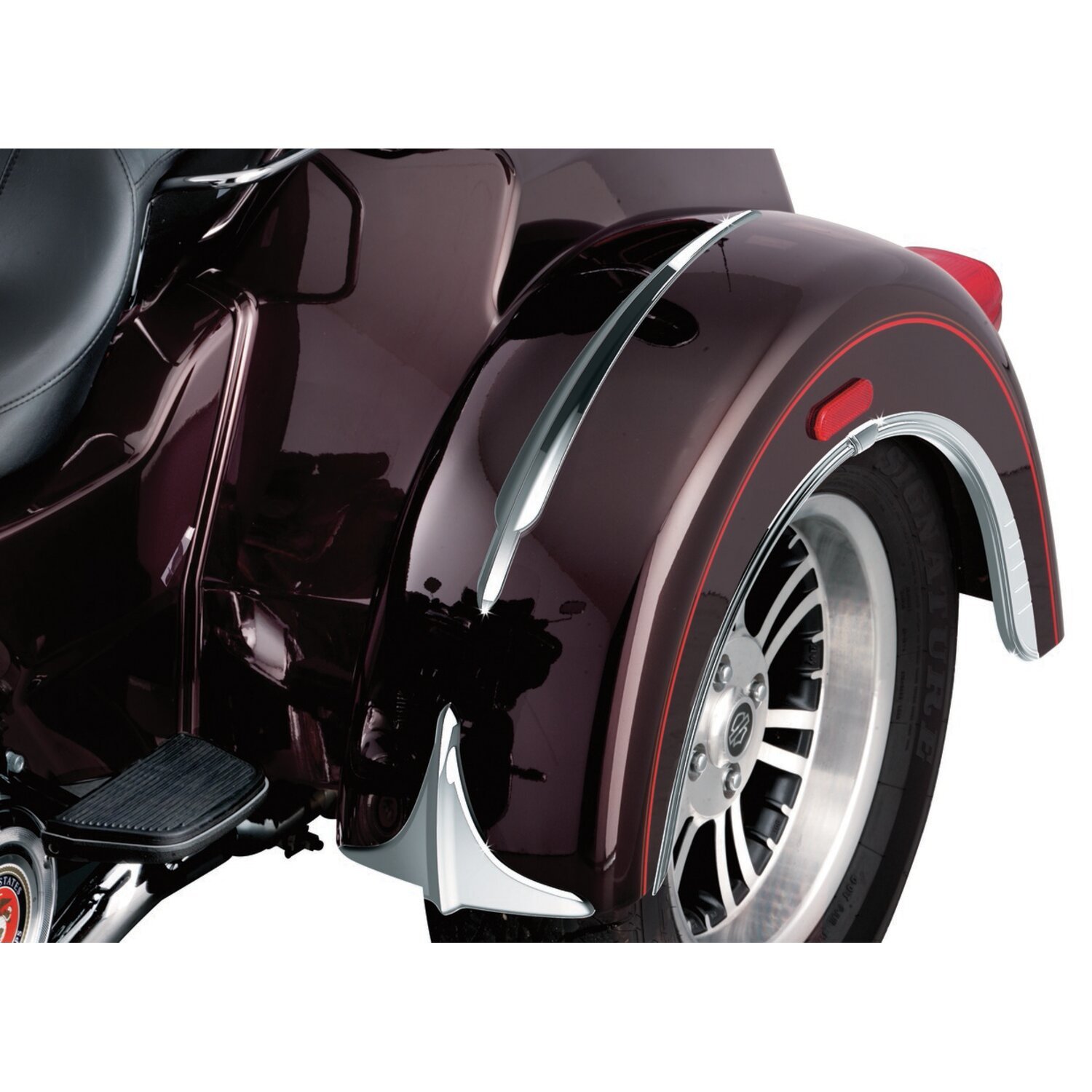 Kuryakyn, Trike rear fender accents, Unpainted, Chrome