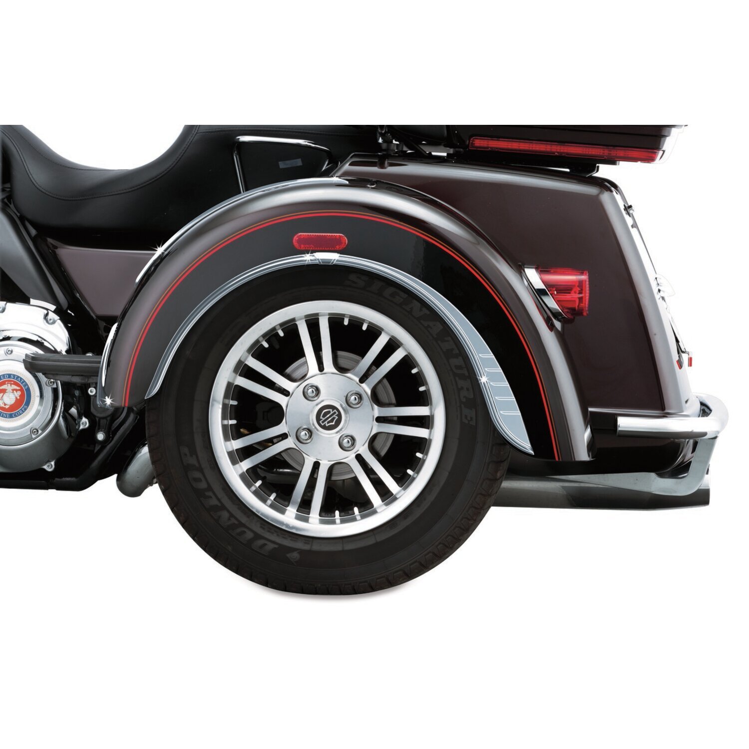Kuryakyn, Trike rear fender accents, Unpainted, Chrome