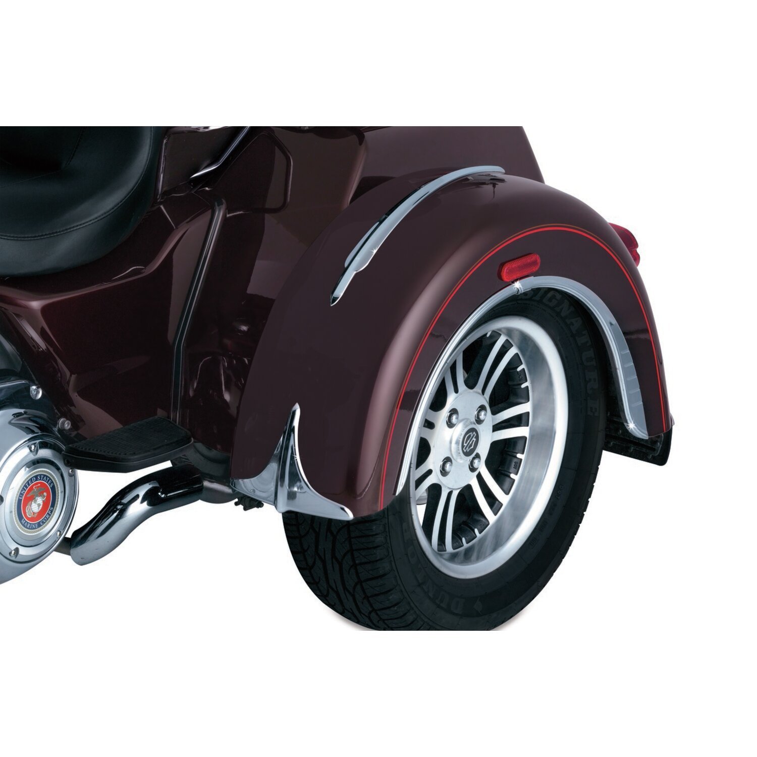 Kuryakyn, Trike rear fender accents, Unpainted, Chrome