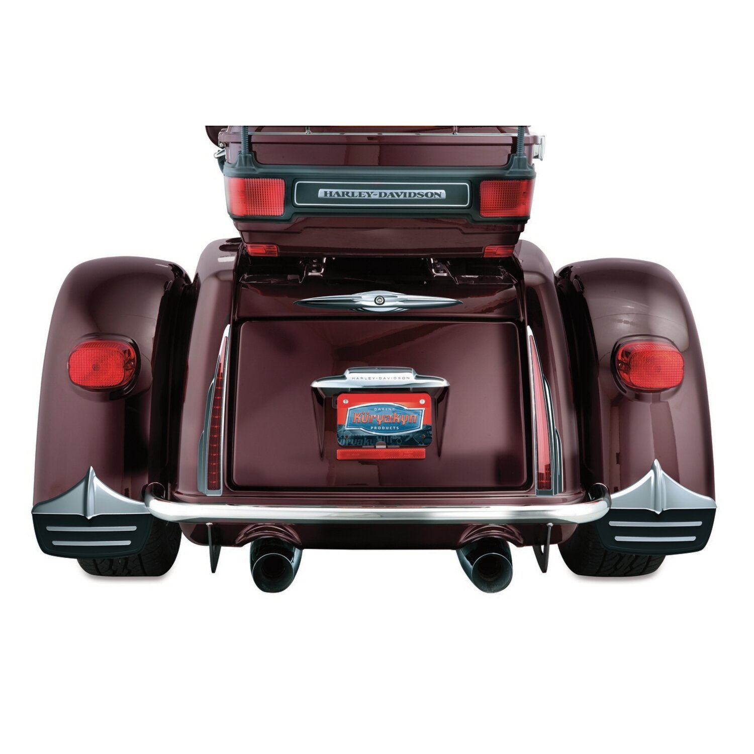 Kuryakyn, Trike mud flaps, Black, Chrome